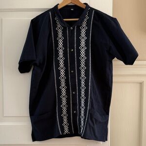 Men's Guatemalan Navy Embroidered Shirt